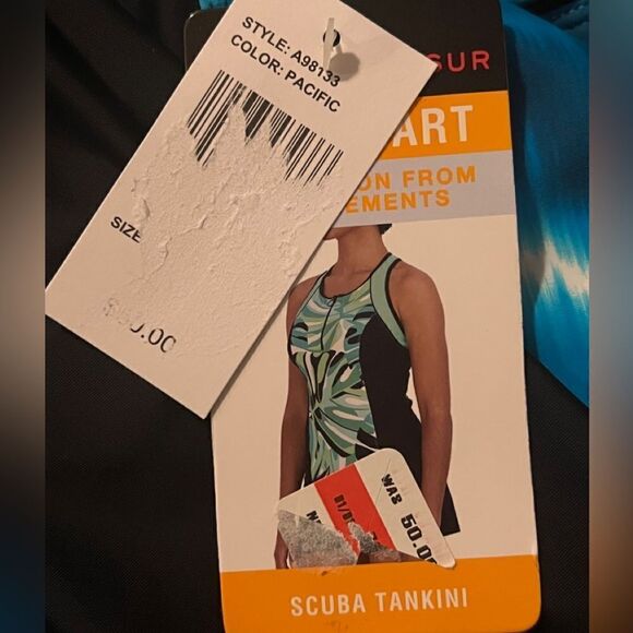 ZeroXposur Women's Tie Dye Tankini Swimsuit Top in Pacific Blue Extra Small NWT - Picture 6 of 10